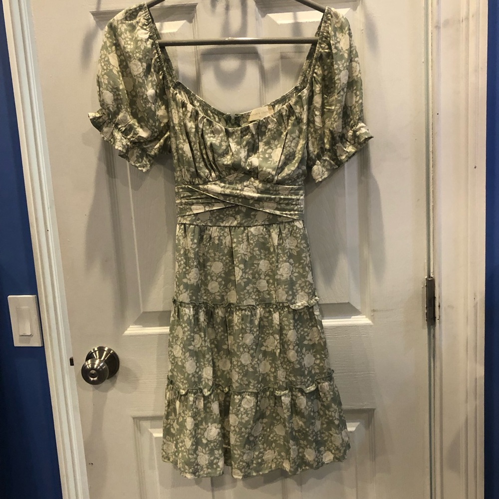 Altar’d State Sage Green Floral Dress M
